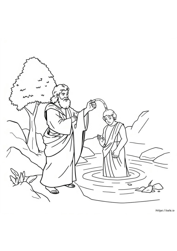 Gambar Mewarnai Yohanes Pembaptis Membaptis Yesus