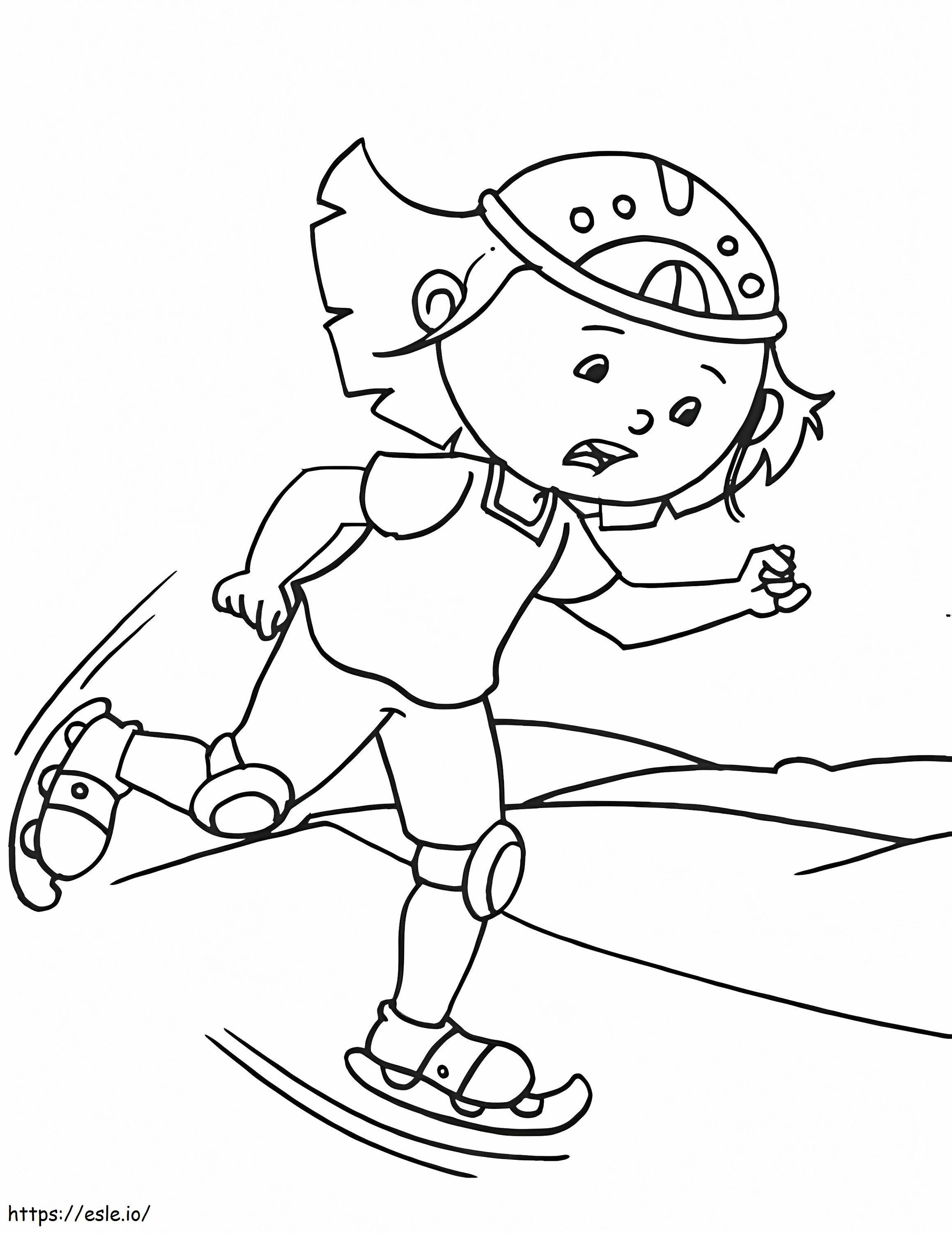 怯えた女の子がアイススケートをする ぬりえ - 塗り絵