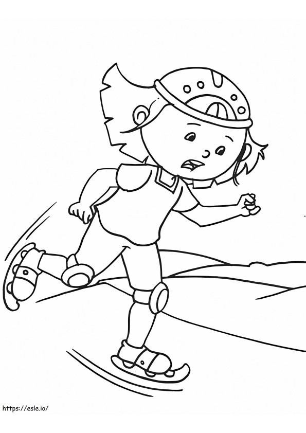 Coloriage Fille effrayée jouer au patin à glace à imprimer dessin