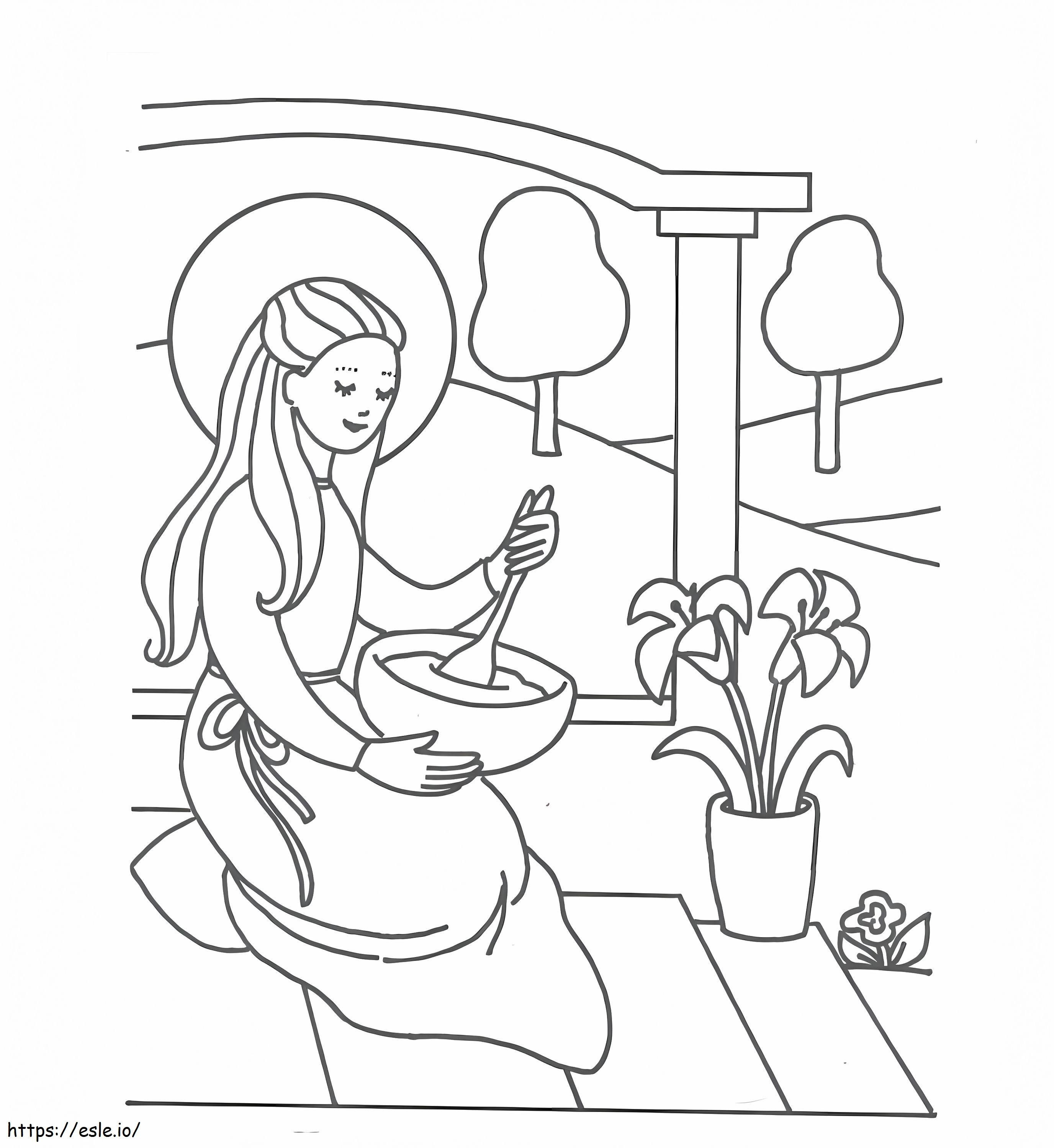 Página para colorir e imprimir da Mãe de Jesus para colorir