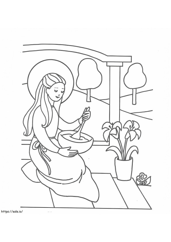 Página para colorir e imprimir da Mãe de Jesus para colorir