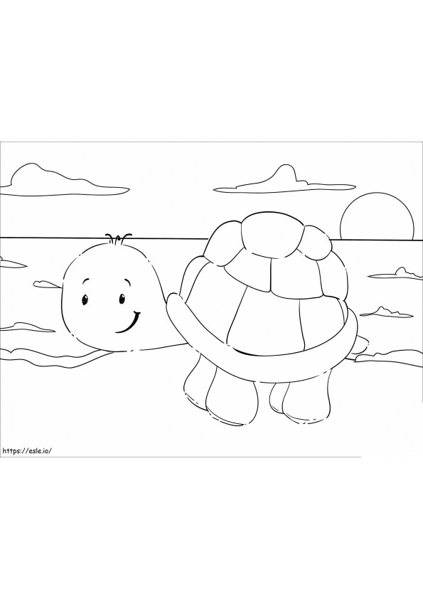tartaruga na praia para colorir