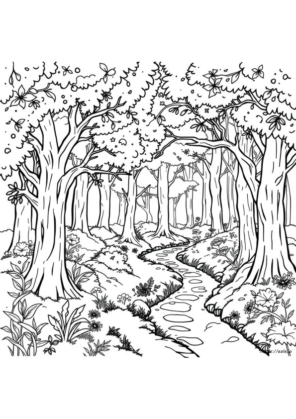 Fantasy Wald Ausmalbilder