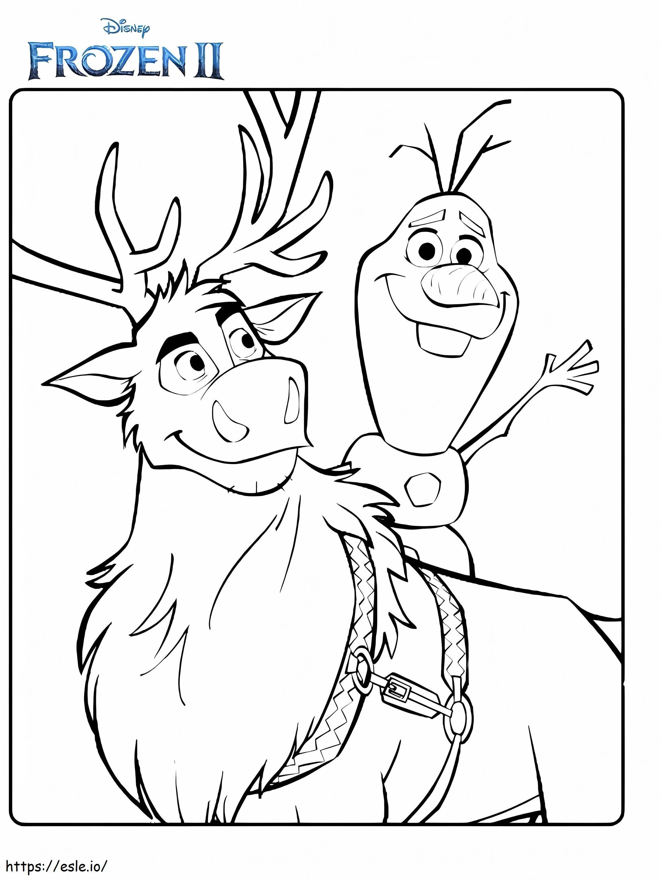 Página para colorir de Olaf e Sven Frozen 2 para colorir