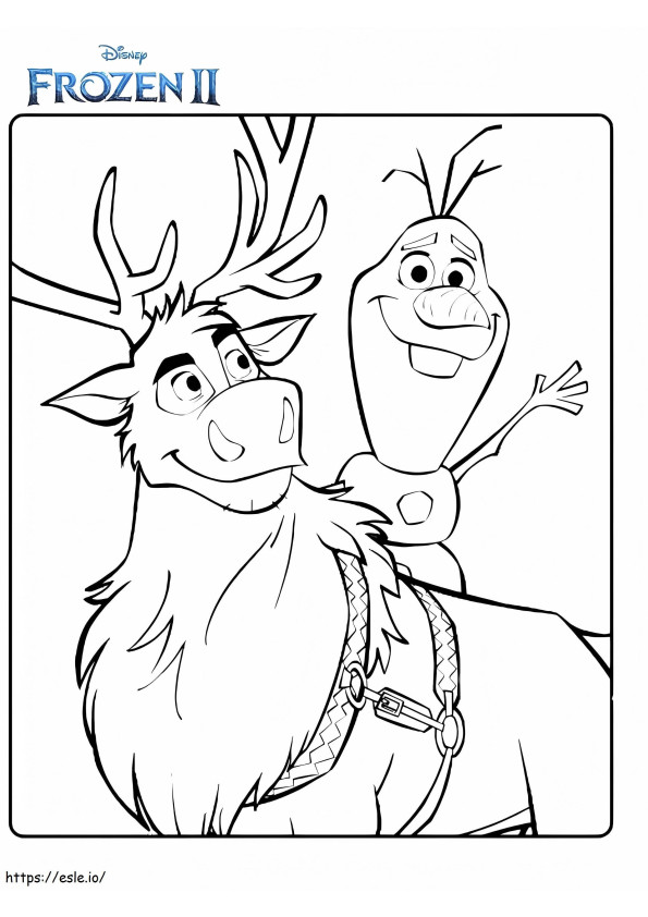 Olaf ja Sven Frozen 2 värityssivu värityskuva