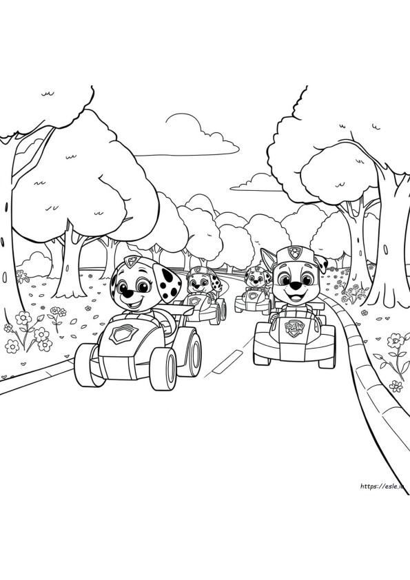 Gambar Mewarnai Mobil Balap Paw Patrol