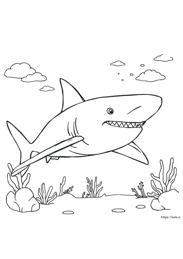 Realistic Great White Shark Coloring Page