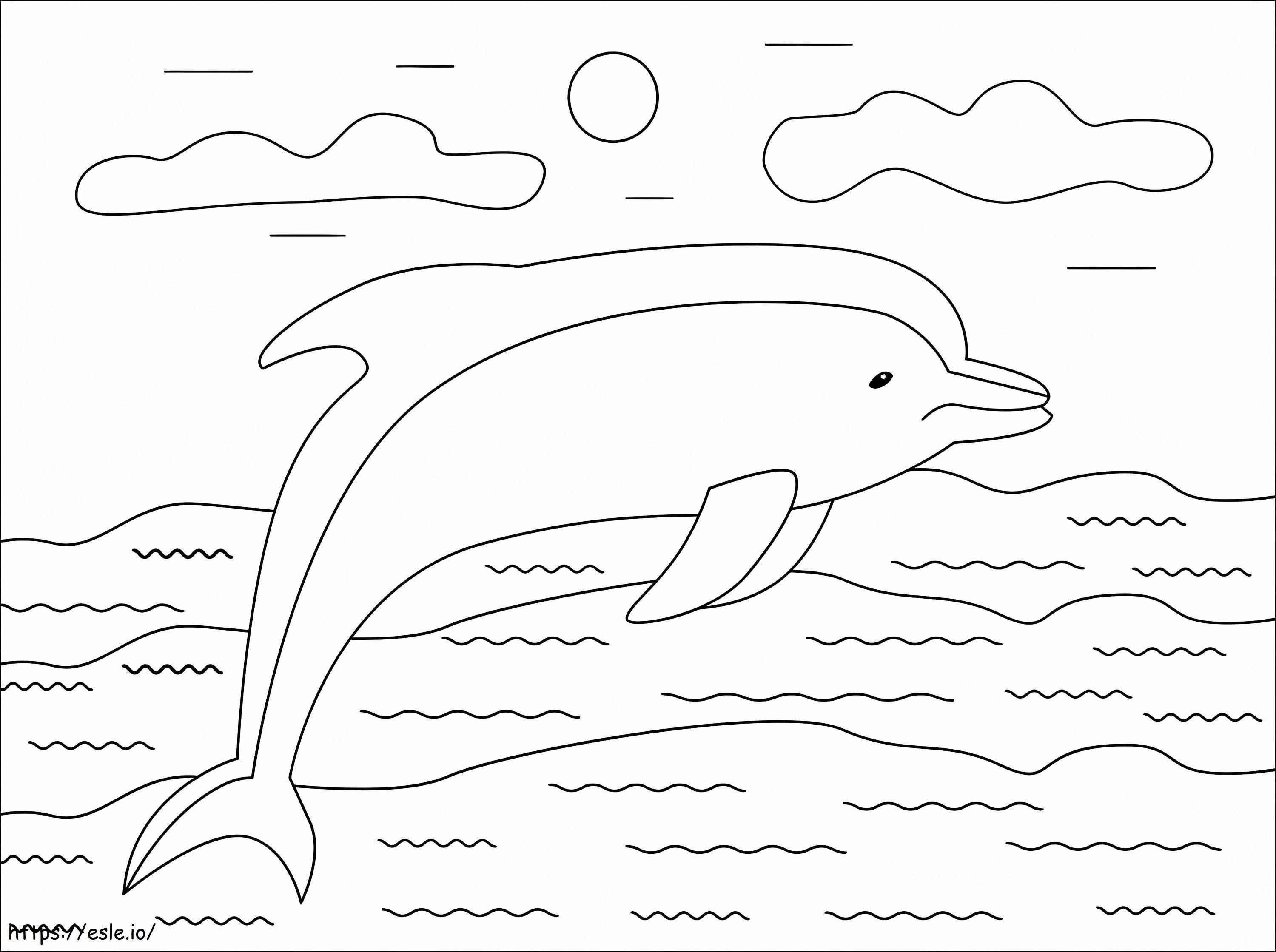 Lumba-lumba yang Sangat Mudah Gambar Mewarnai
