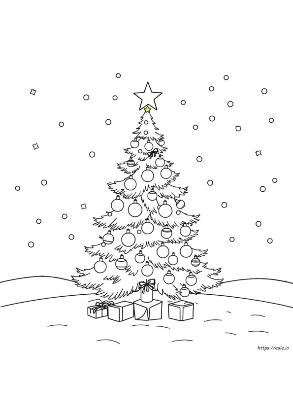 Gambar Mewarnai Pohon Natal