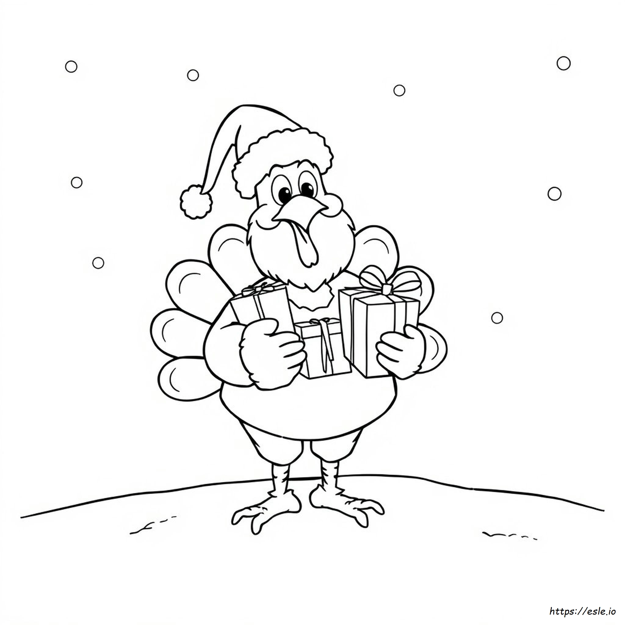 Tacchino Babbo Natale Da Colorare