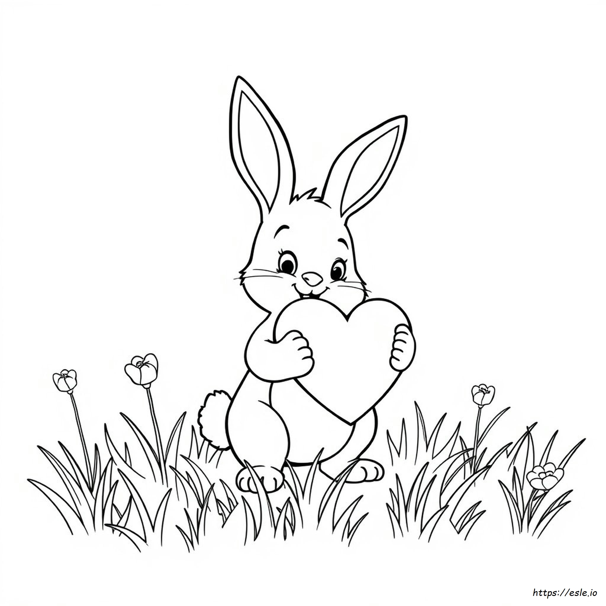 Bunny With Heart Coloring Page