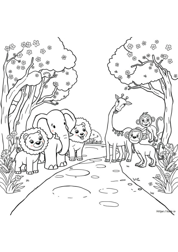 Desene De Colorat Cu Animale Din Grădina Zoologică De Desene Animate