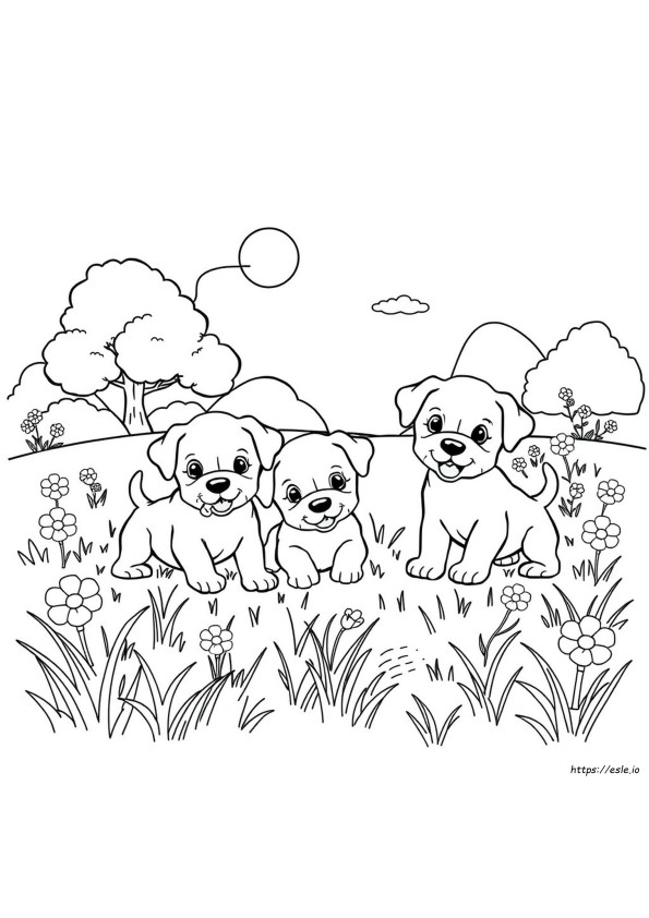 Gambar Mewarnai Anak Anjing Lucu