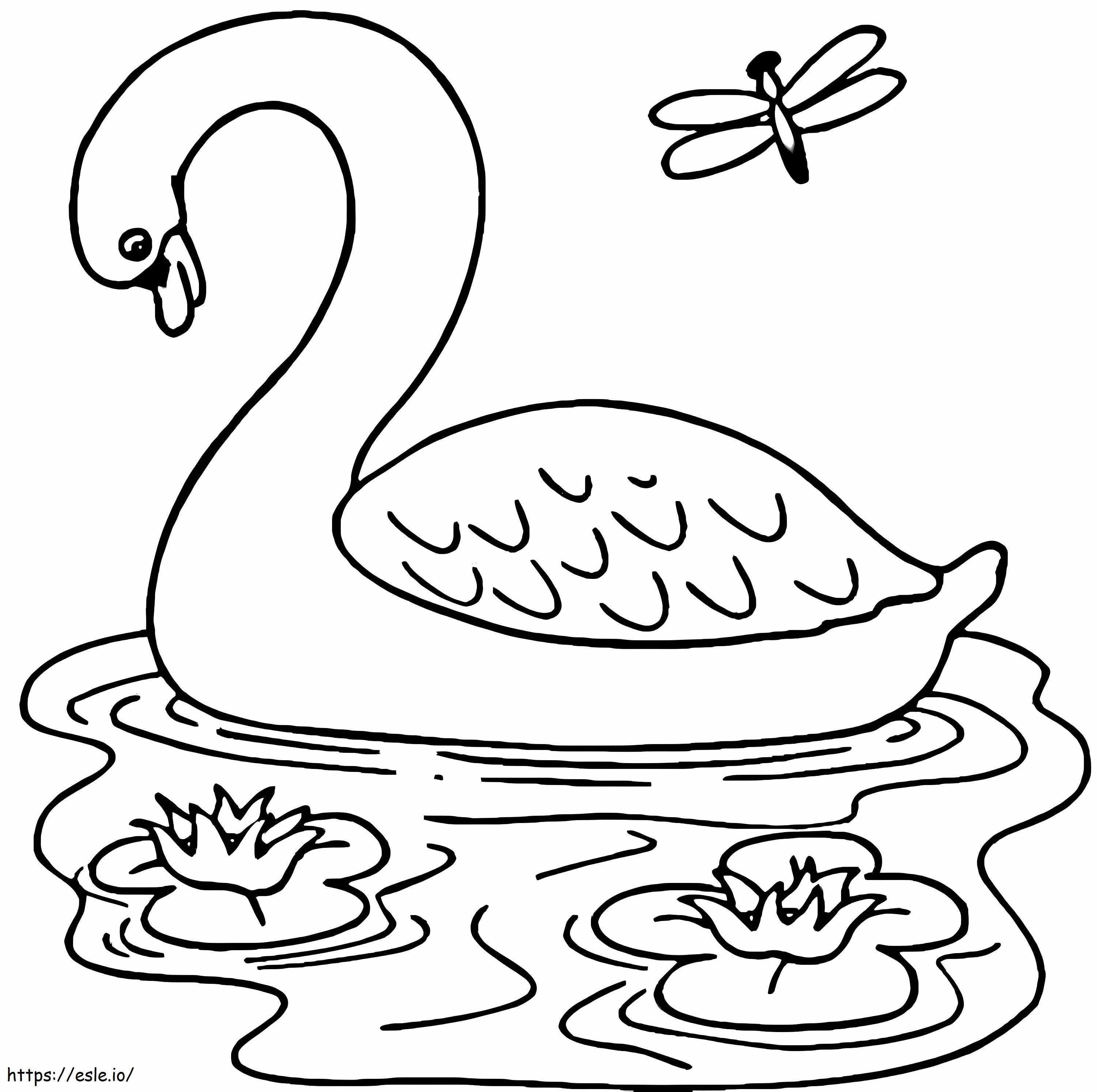 Cisne nadando 2 para colorir