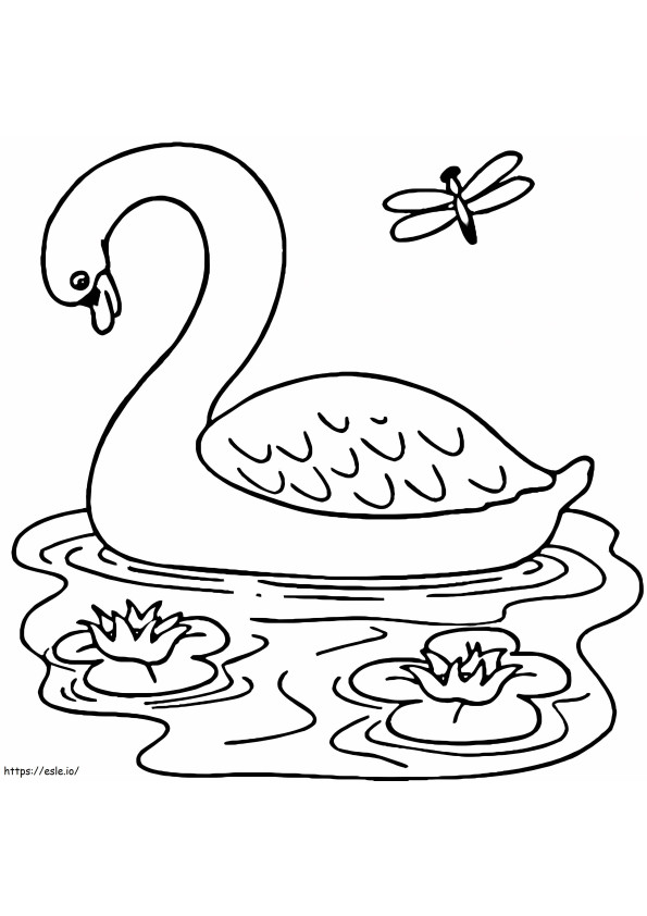 Swimming Swan 2 coloring page