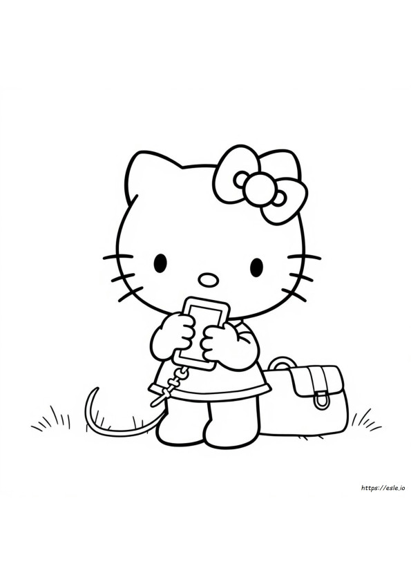 Hello Kitty Phone Coloring Page