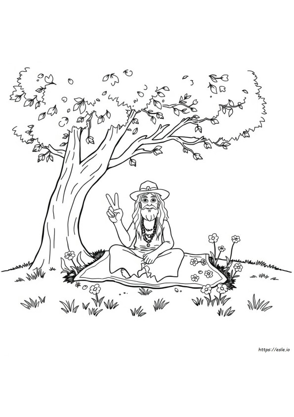 Gambar Mewarnai Hippie