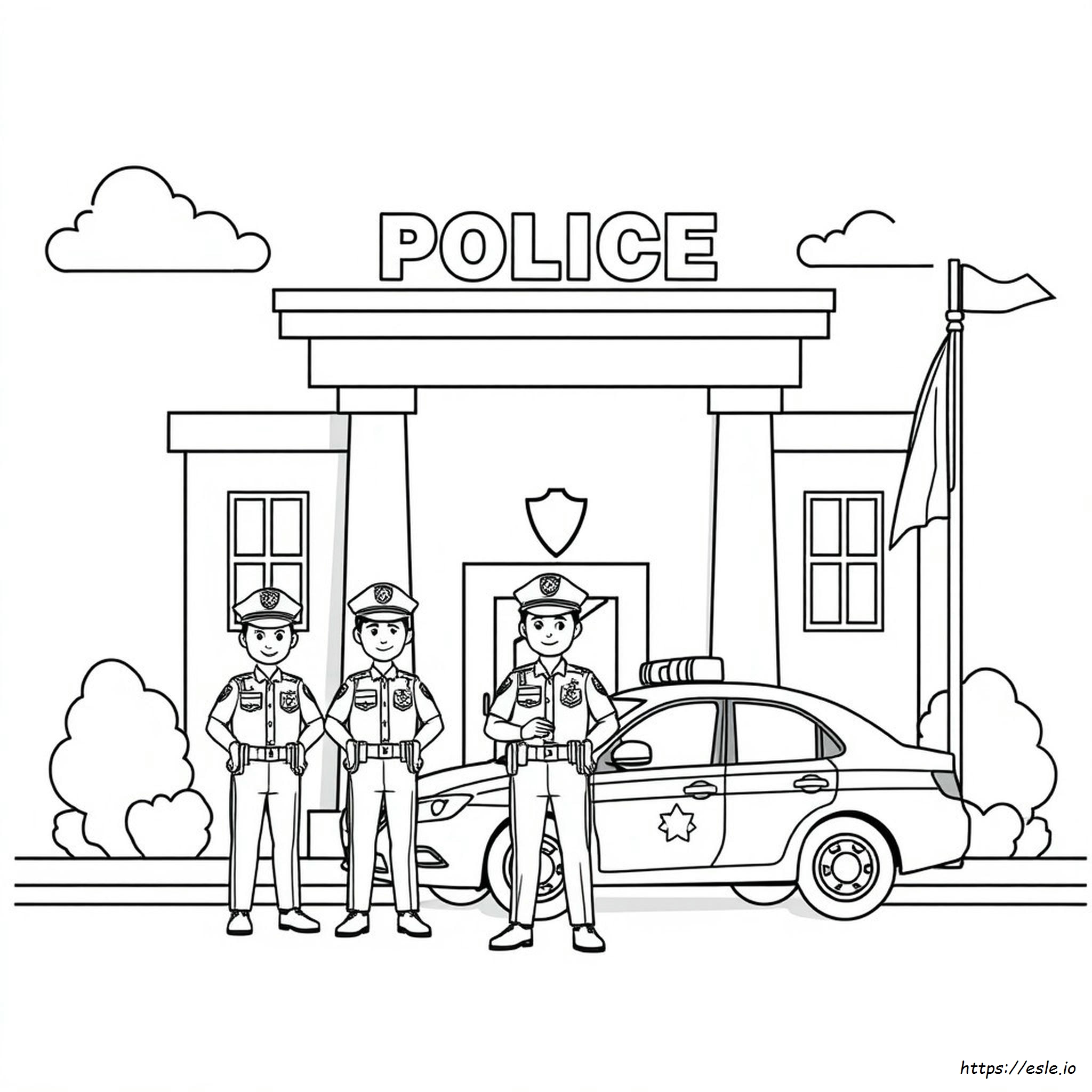 Estación De Policía Para Colorear Para Imprimir