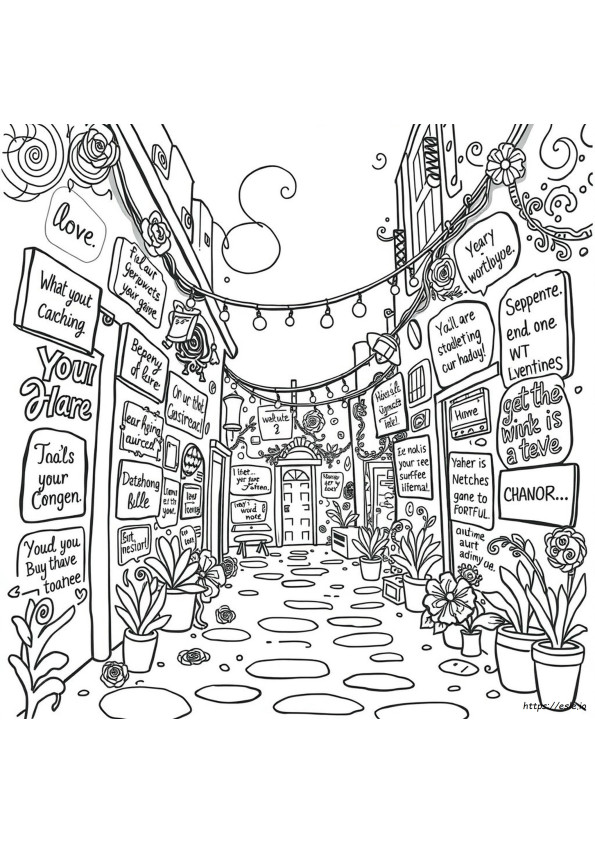 Doodle Sanat Geçidi Alıntı Boyama Sayfaları