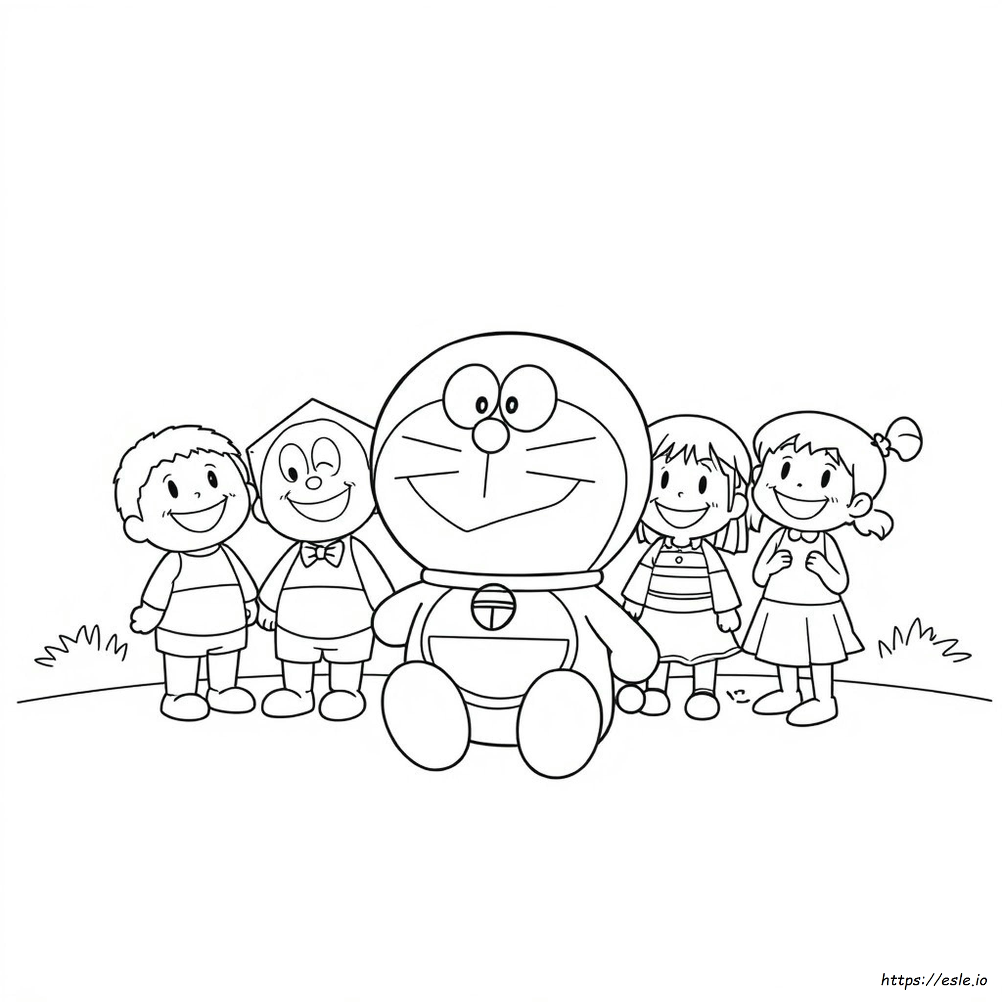 Doraemon Coloring Pages Simple Doraemon Team Drawing