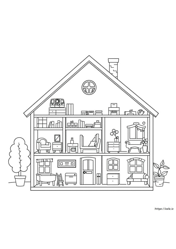 Doll House Colouring