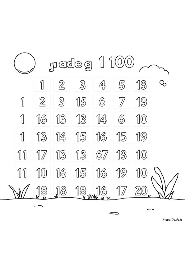 Angka Halaman Mewarnai 1-100