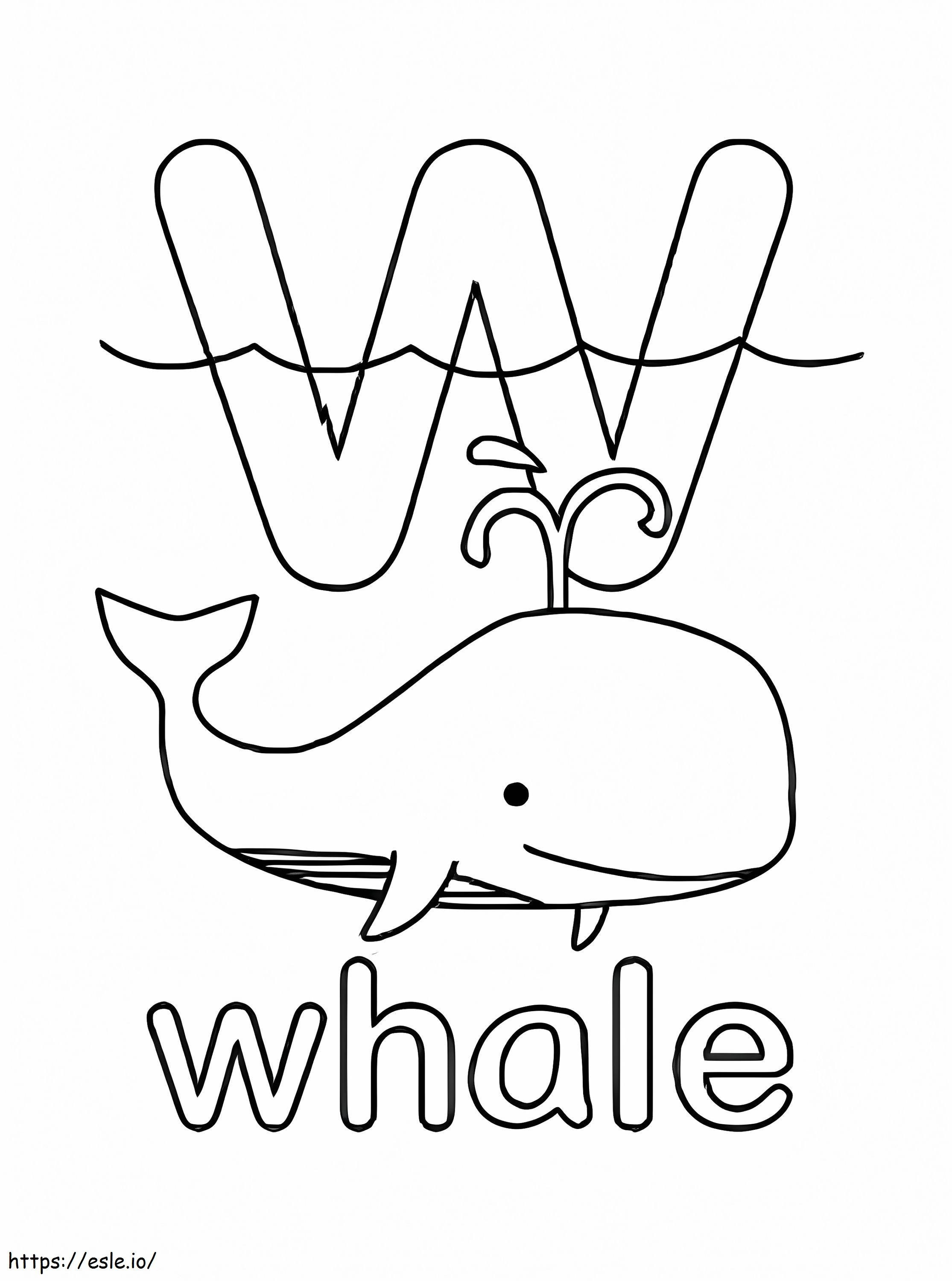 Valaiden uinti kirjain W värityskuva