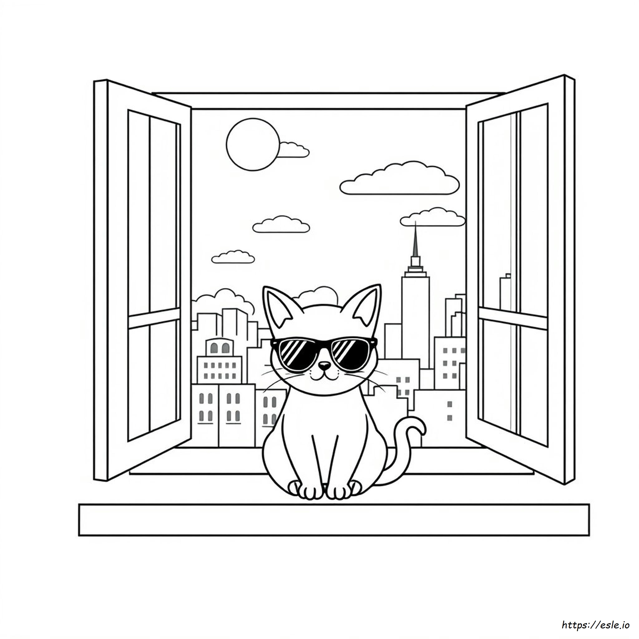 Gatto Con Occhiali Da Sole Da Colorare