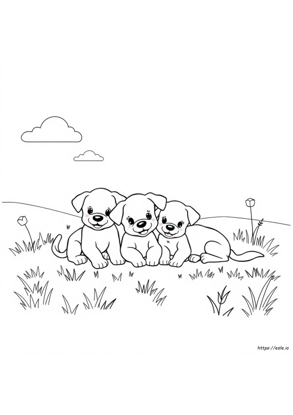 Gambar Mewarnai Keluarga Anak Anjing