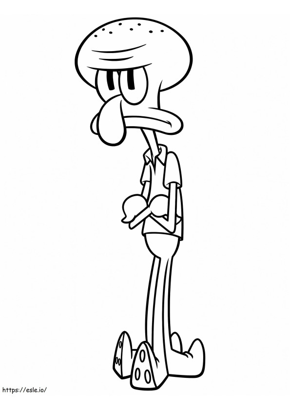 Tired Squidward Tentacles Reading coloring page