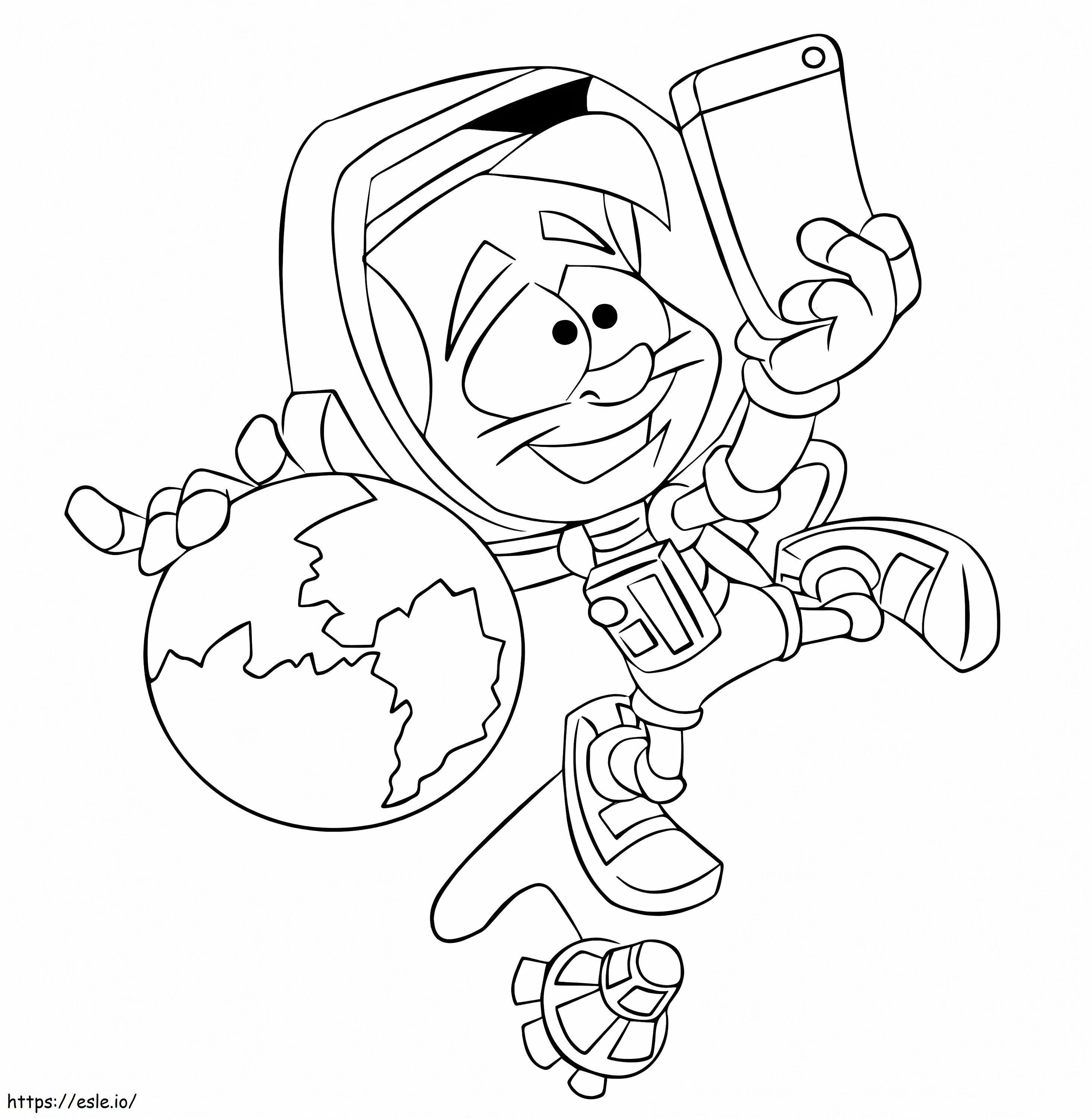 Astronautti ja maa värityskuva