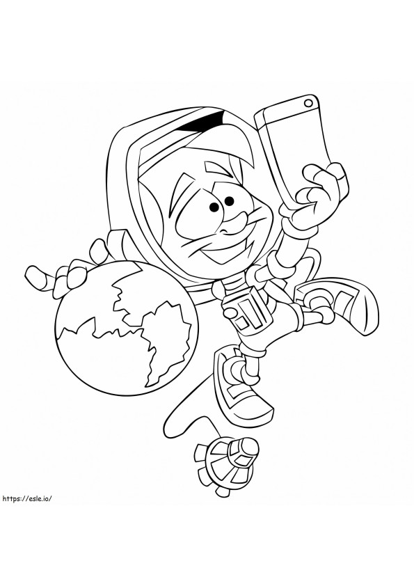 Astronaut și Pământ de colorat