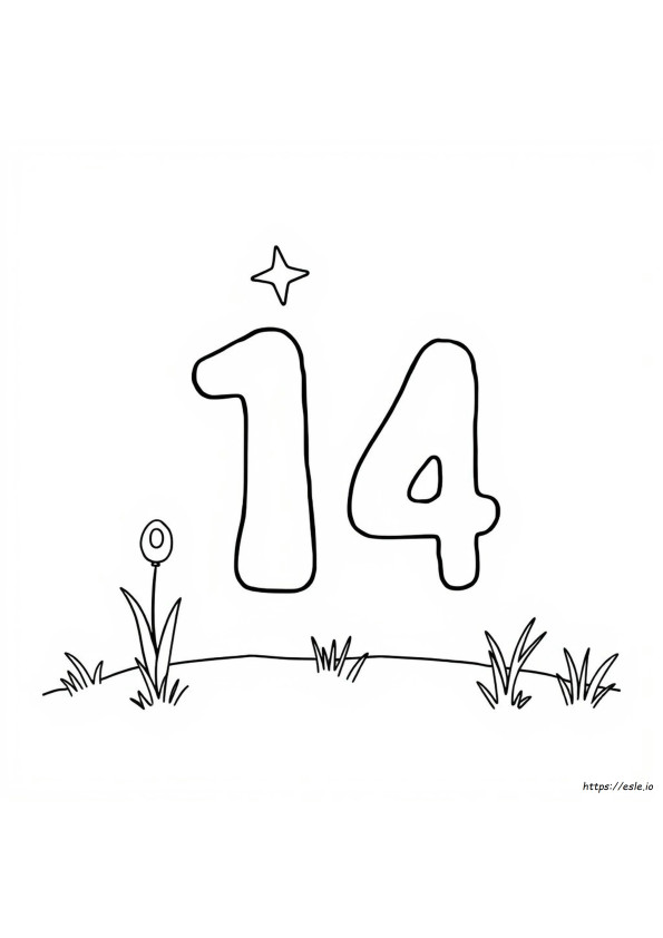 Gambar Mewarnai Angka 14 Yang Dapat Dicetak