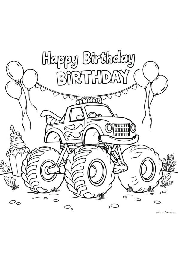Selamat Ulang Tahun Truk Rakasa Gambar Mewarnai