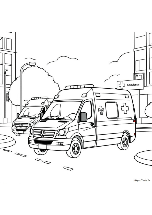 Ambulans Araba Boyama Sayfaları