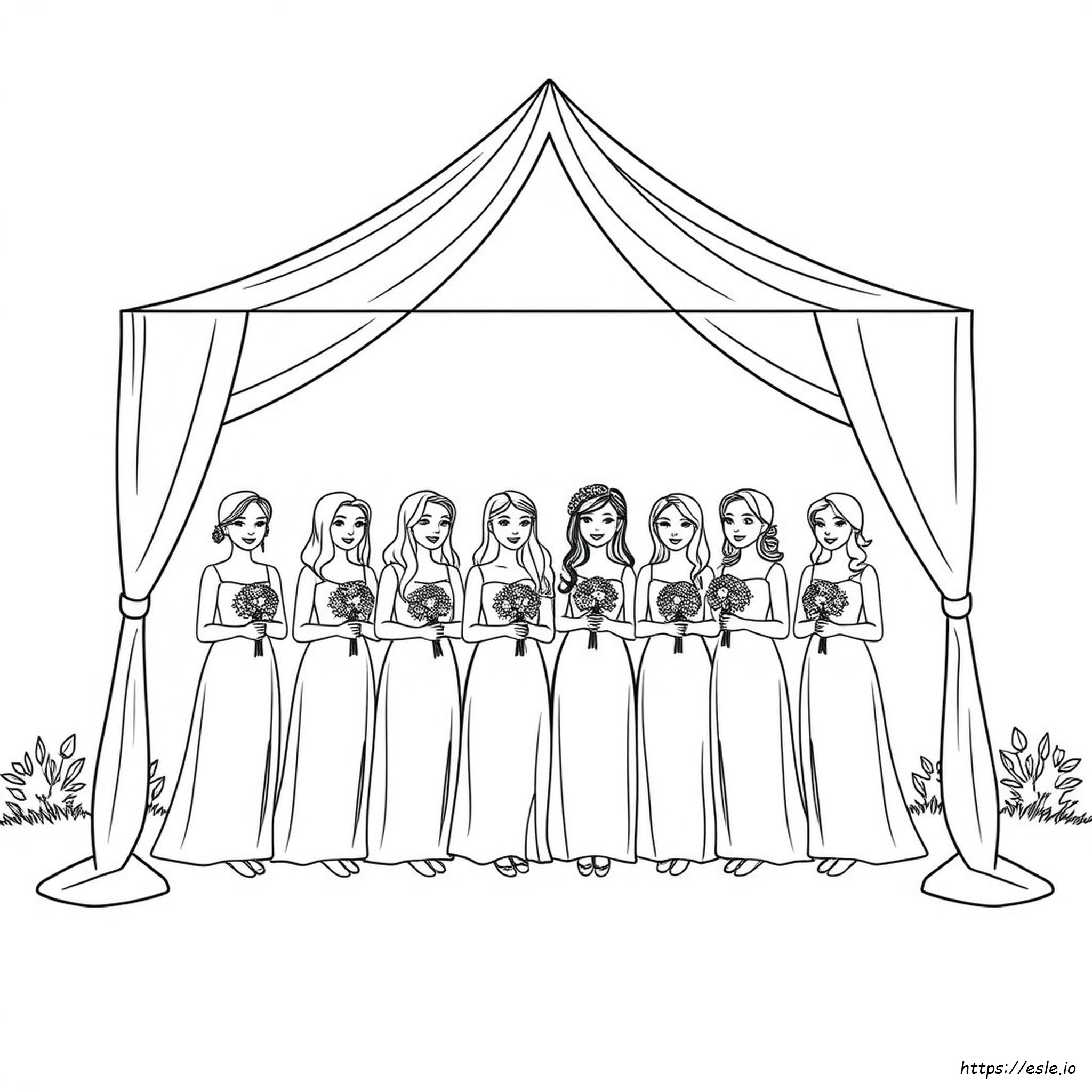 Ten Bridesmaids Coloring Page