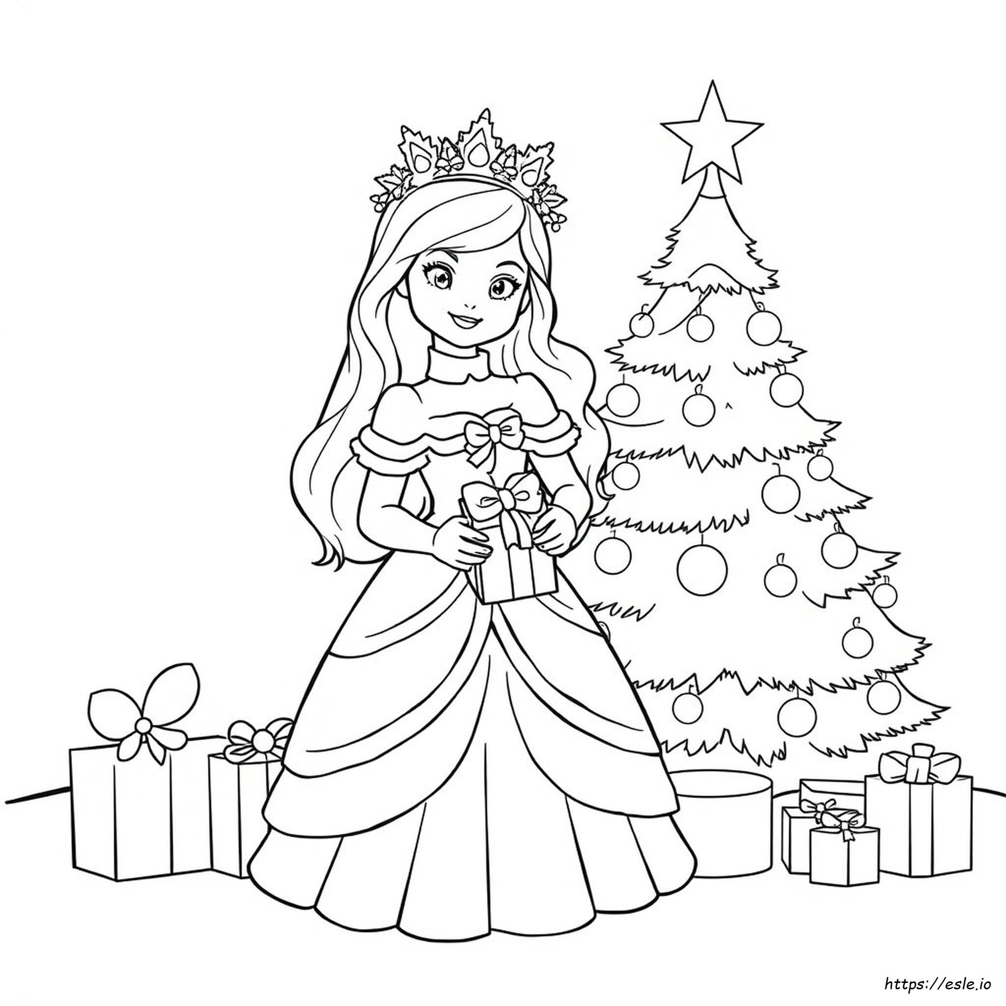 Princesa De Navidad Para Colorear Imprimible