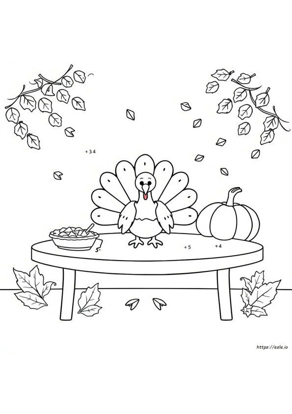 Lembar Kerja Mewarnai Matematika Thanksgiving