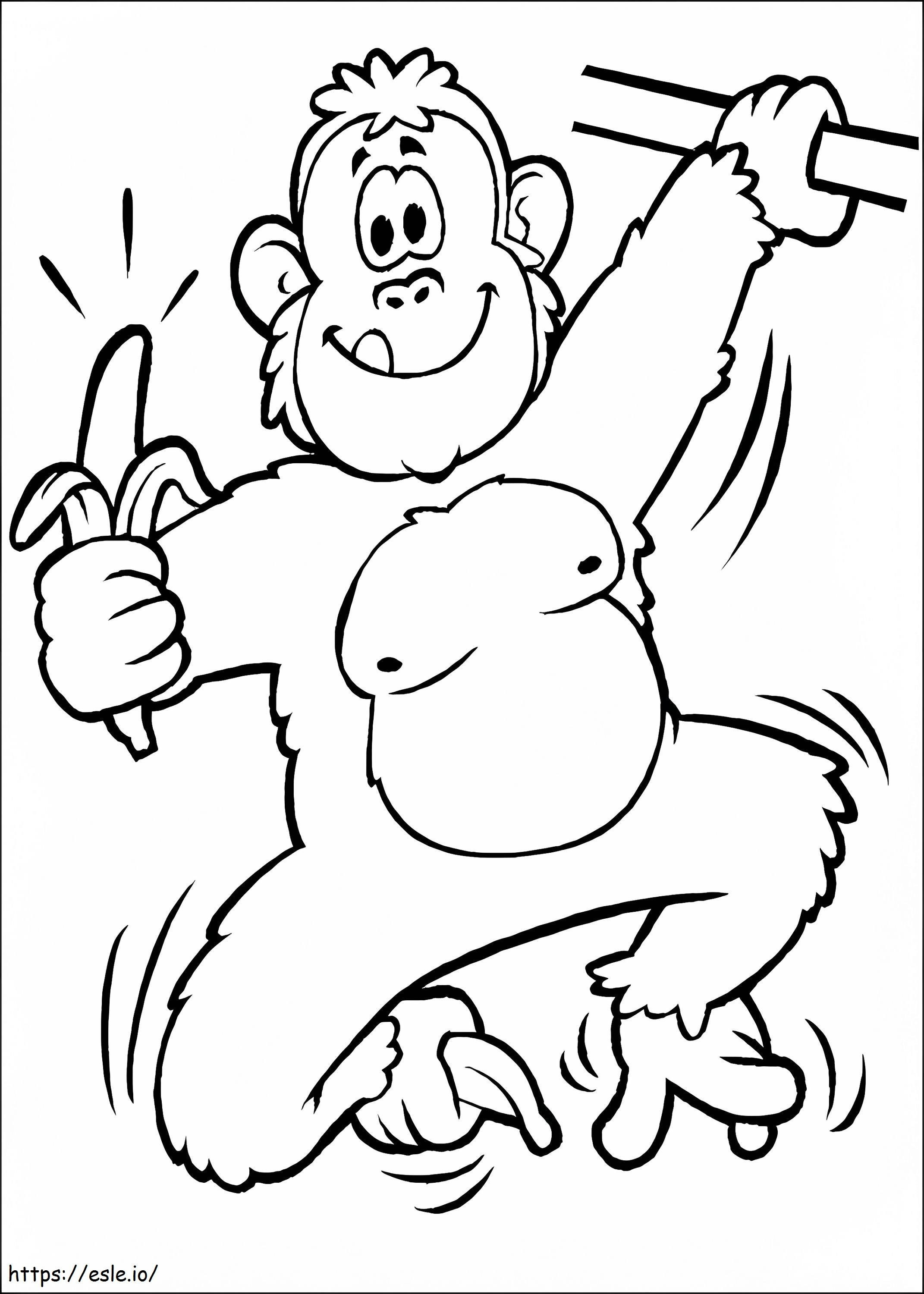 バナナを持った面白い猿 ぬりえ - 塗り絵