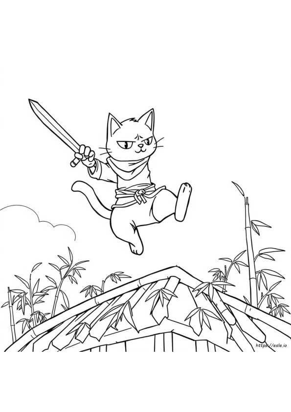 Kucing Ninja Epik Halaman Mewarnai