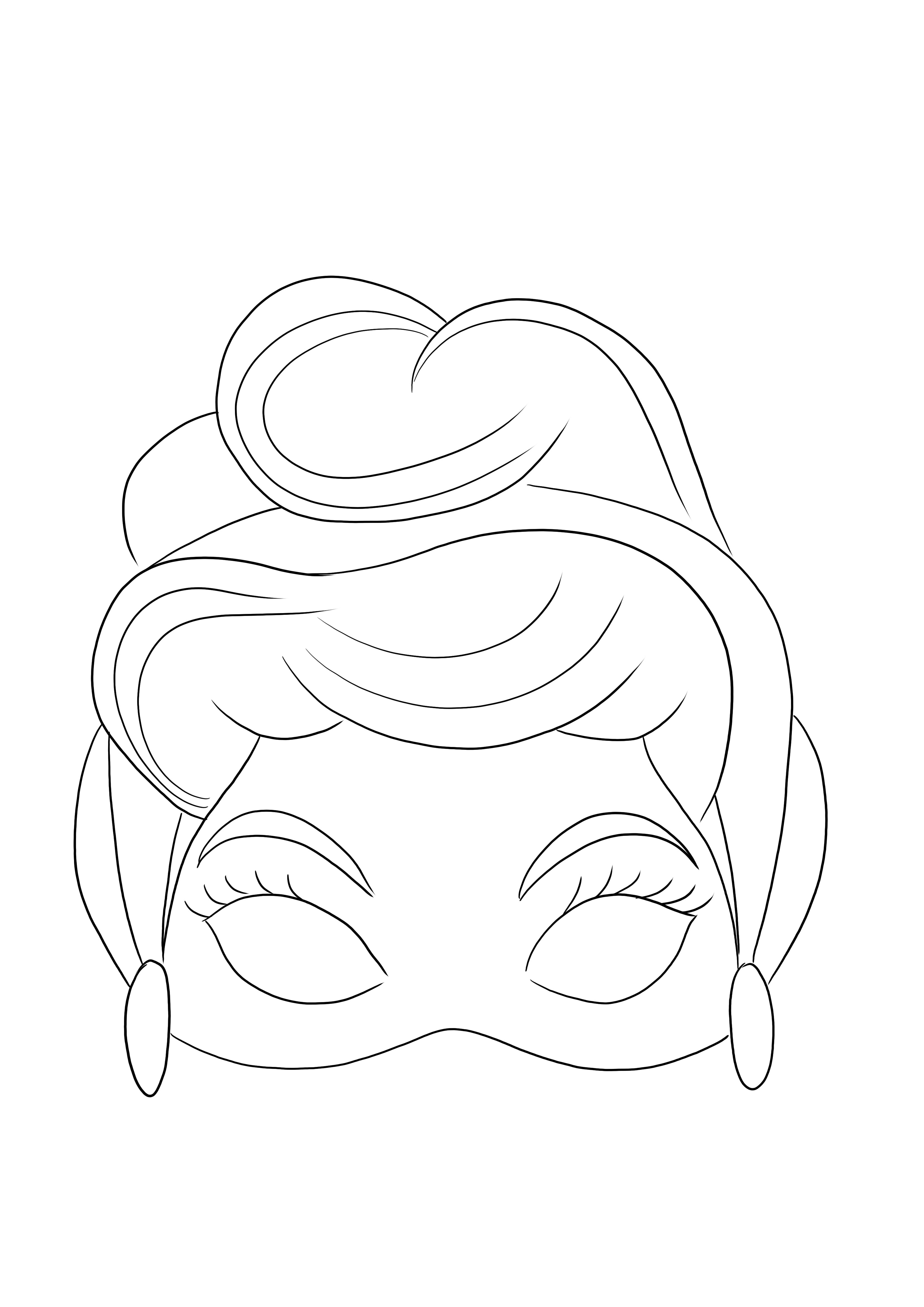 Easy  coloring for free of Cinderella Mask to print or download