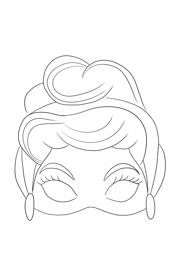 Einfaches Ausmalen kostenlos von Cinderella Mask zum Ausdrucken oder Herunterladen