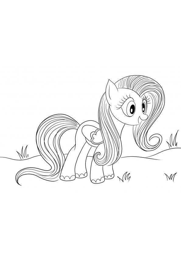 Fluttershy Pony pronto para impressão e folha de colorir gratuita para crianças