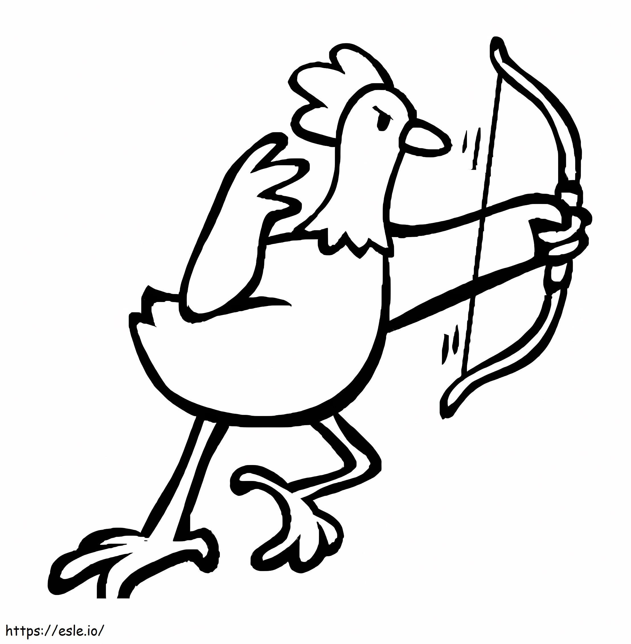 Huhn-Bogenschießen-Zeichnung ausmalbilder