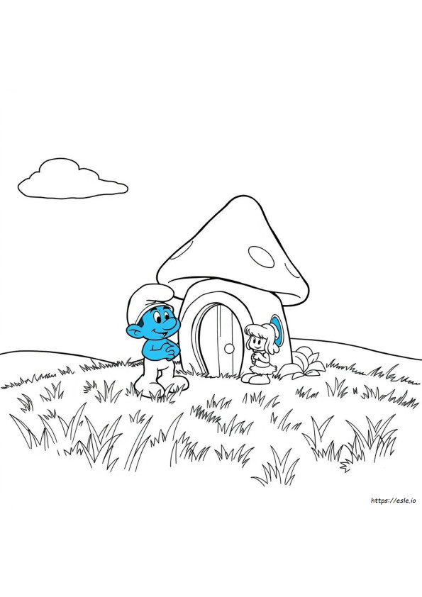 Smurf House Coloring Pages