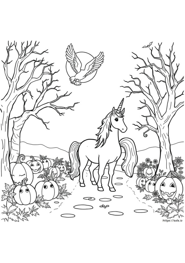 Gambar Mewarnai Unicorn Halloween Gratis
