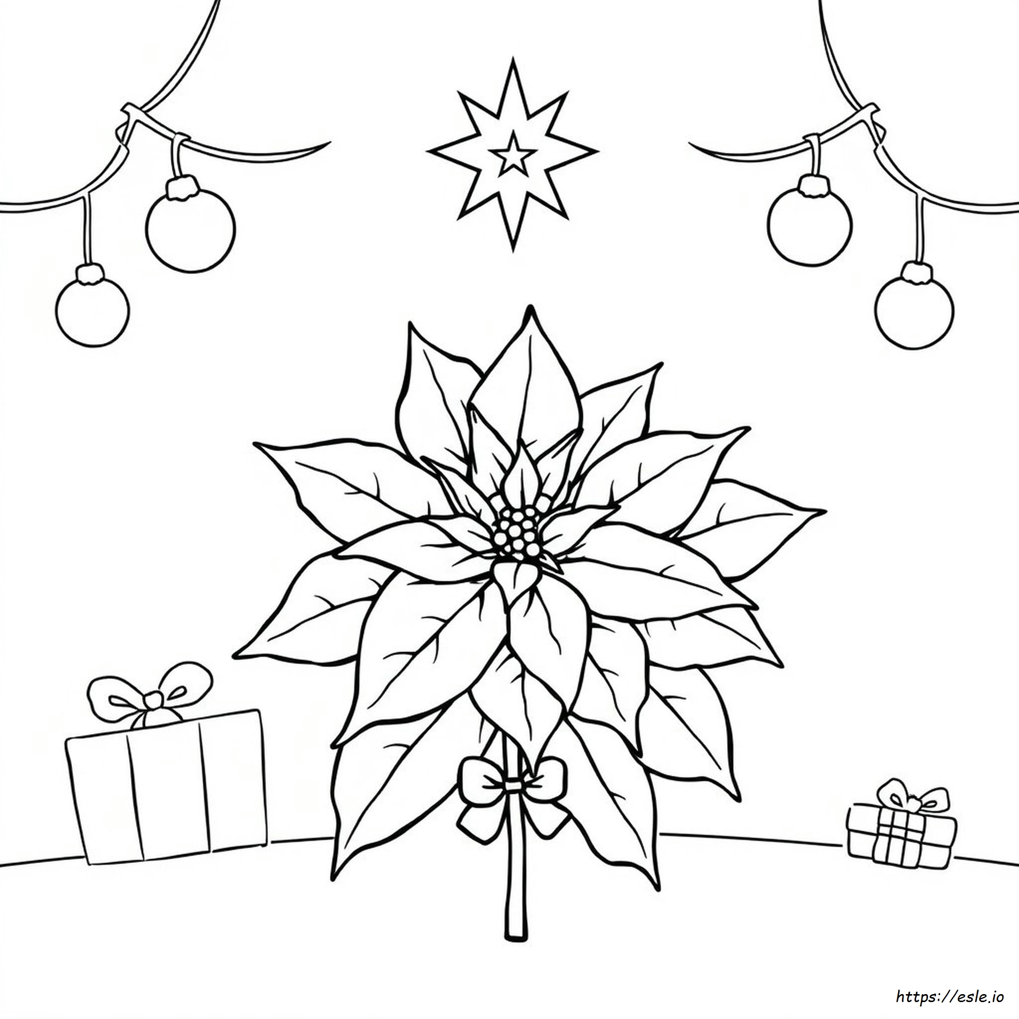 Printable Christmas Poinsettia Coloring Page