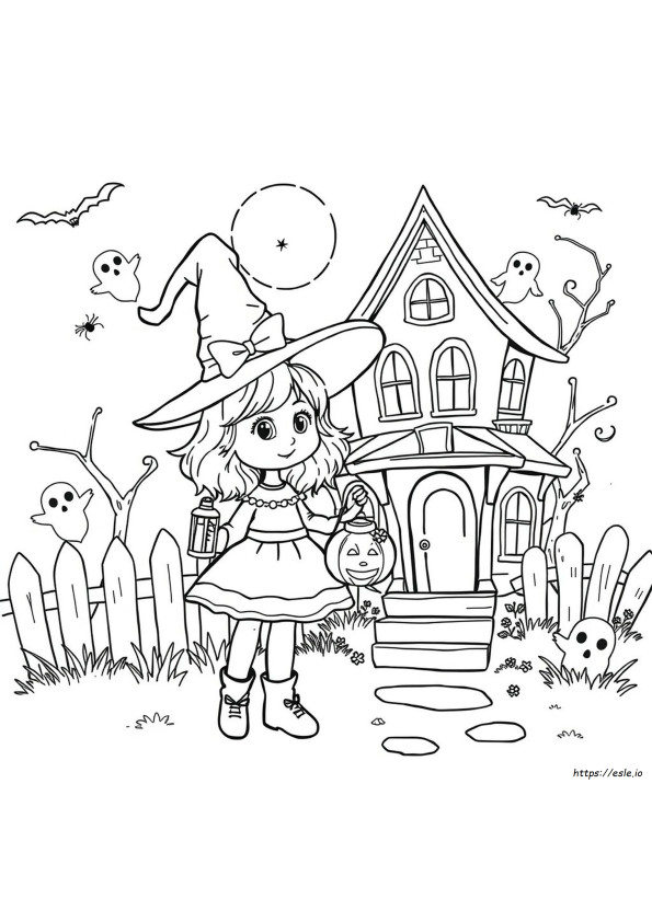 Halaman Mewarnai Halloween Untuk Anak Perempuan