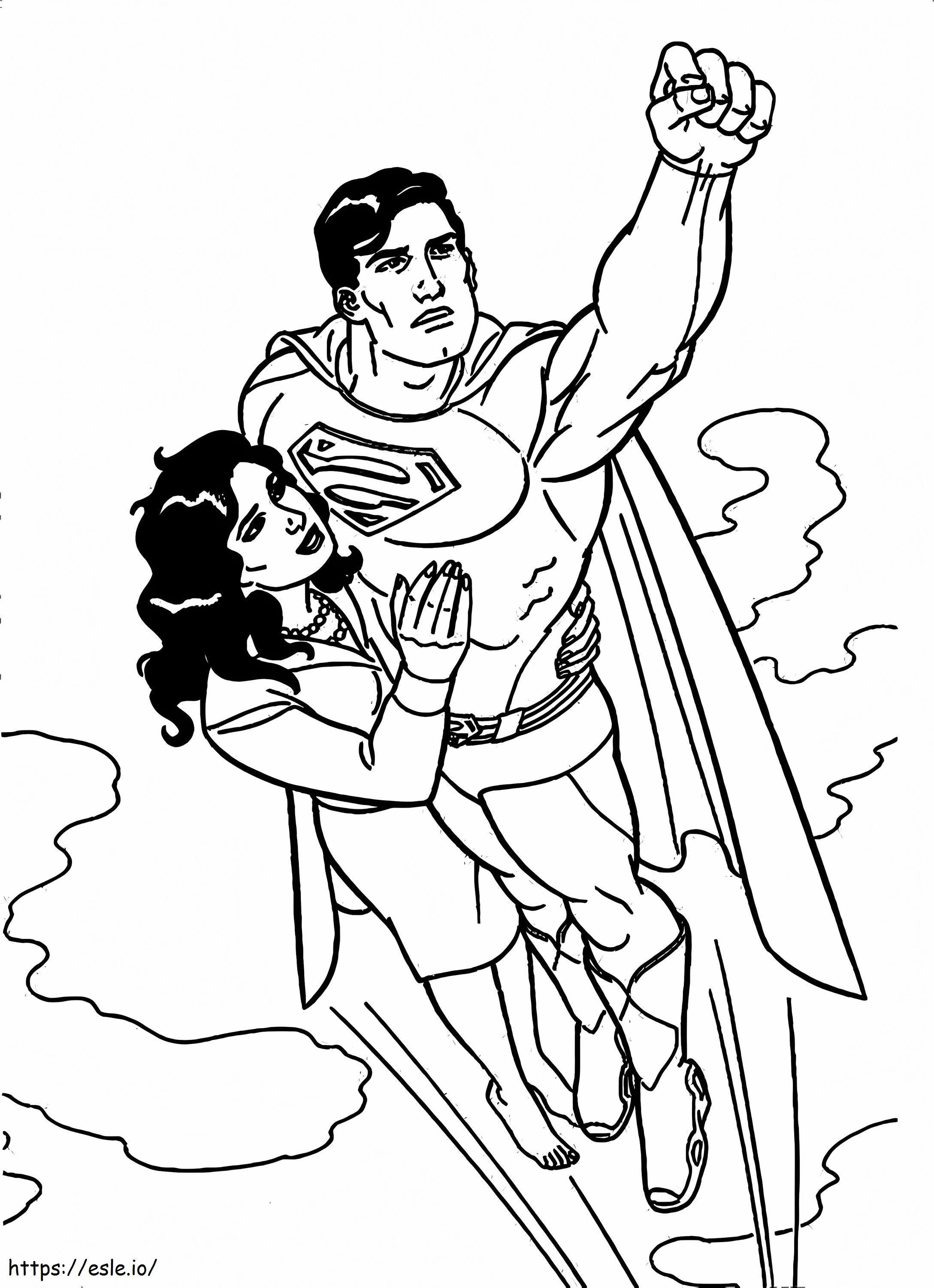Coloriage Superman sauve Lois à imprimer dessin