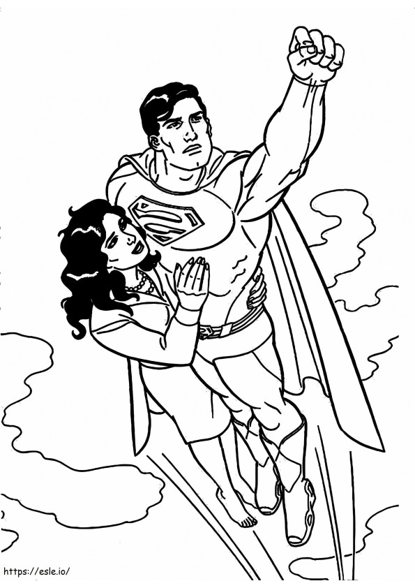 Superman salva a Lois para colorear